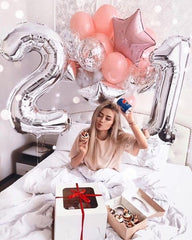 IWERP silver 21st birthday balloon elevates party ambiance