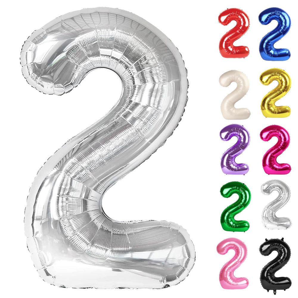IWERP silver number 2 balloon 40 inch enhances birthday photo backdrops