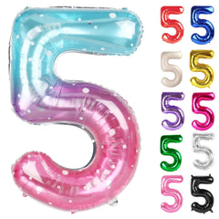 IWERP Starry Sky Number 5 balloon, 40-inch front view creates a bold birthday backdrop.