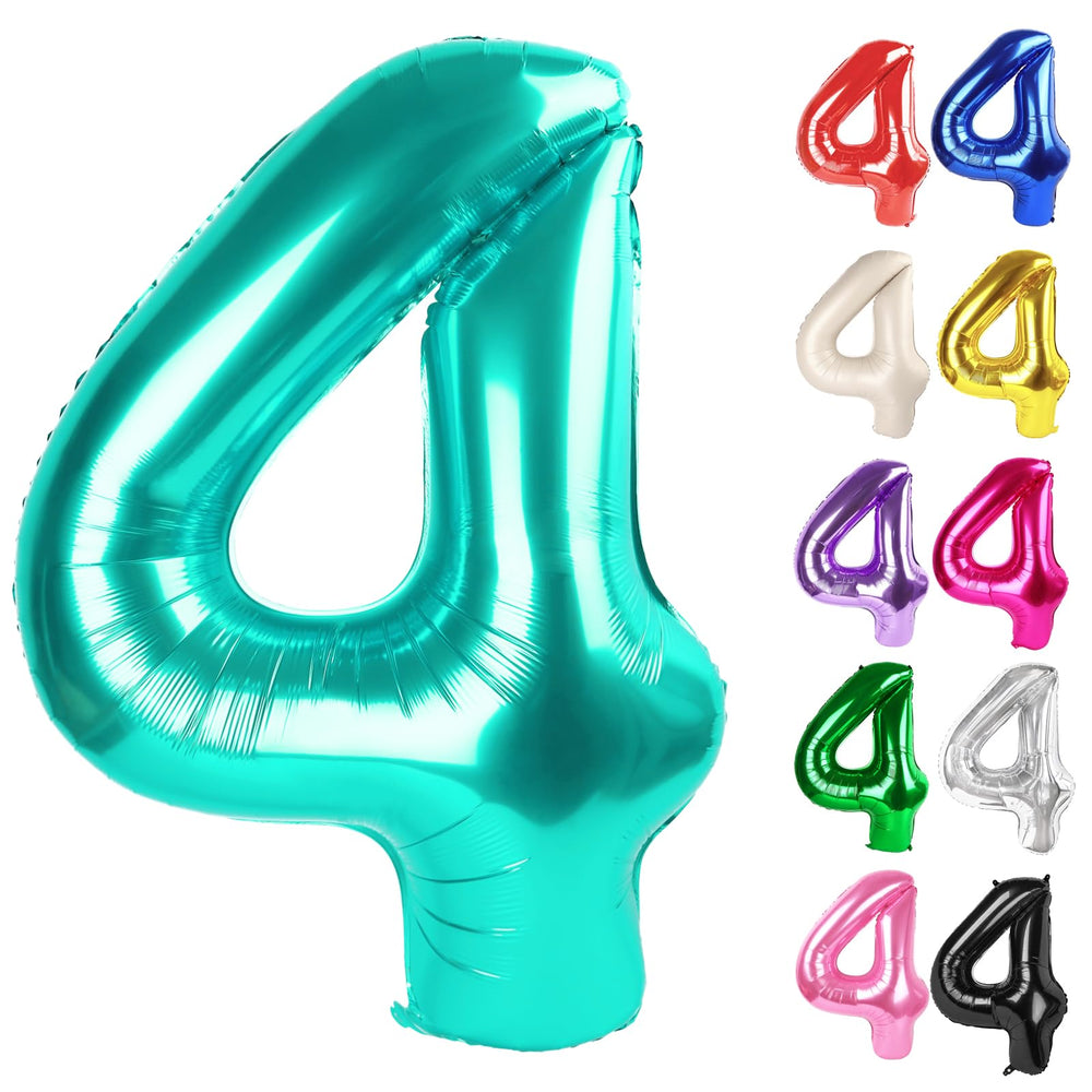 IWERP Teal number 4 balloon 40-inch ready to make a bold entrance decoration