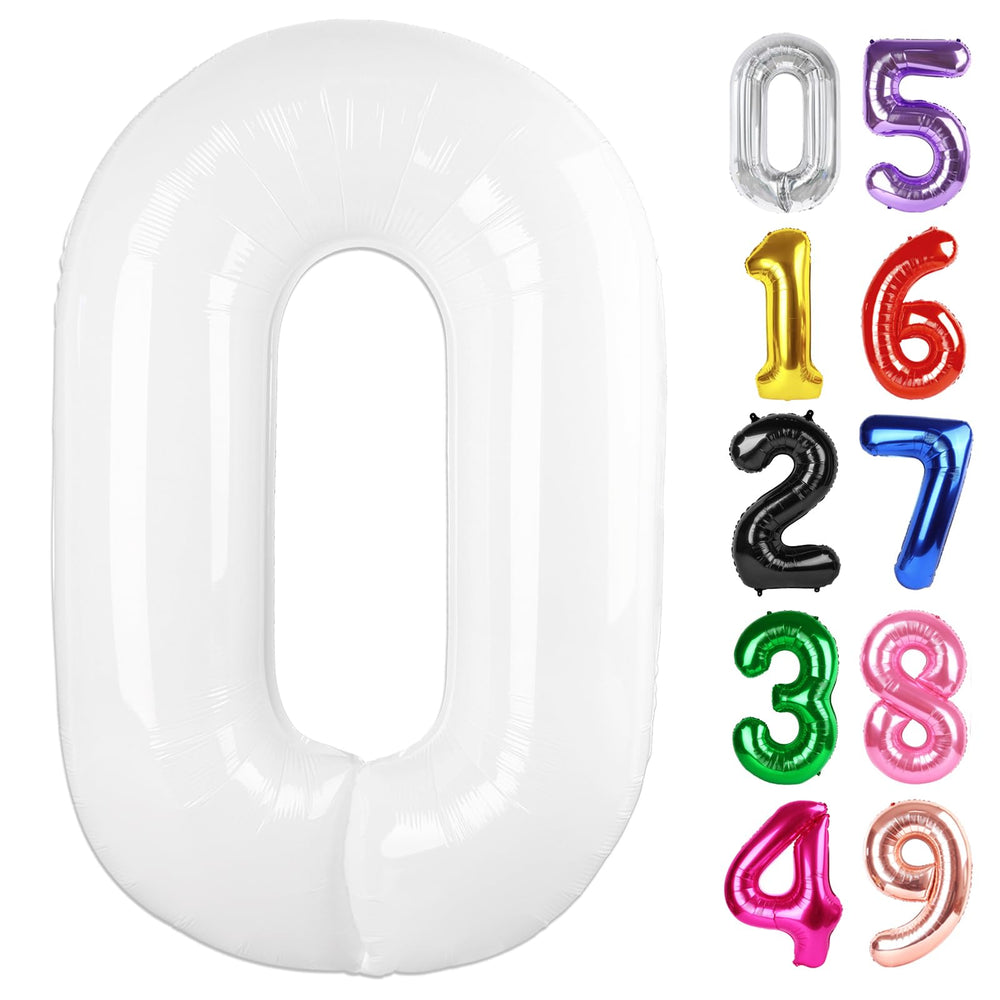 IWERP White Number 0 balloon 40-inch creates a bold milestone photo backdrop