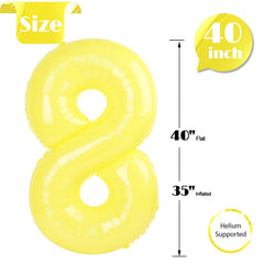 IWERP Yellow 8th birthday balloon ensemble for cohesive decor