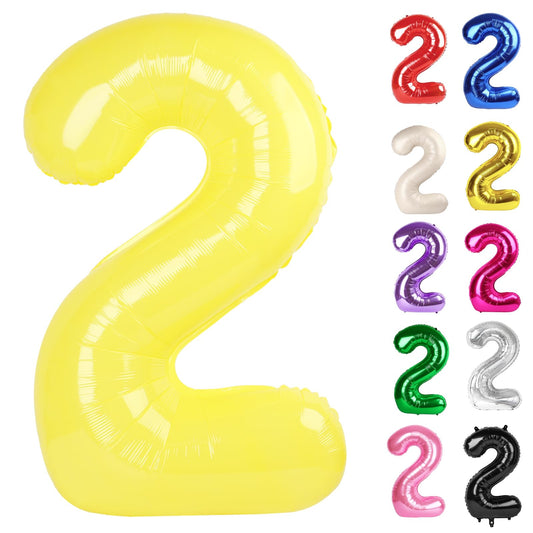 IWERP yellow number 2 balloon, 40-inch front view for festive photo moments