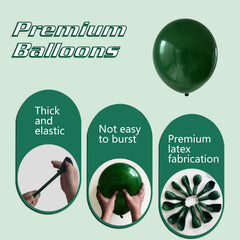 IXVAN 10-inch dark green balloons ideal for centerpieces and arches.