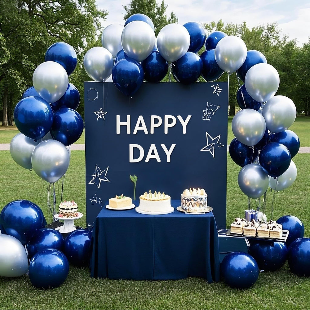IXVAN navy blue latex balloons close-up showing durable latex.