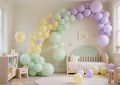 IXVAN pastel green balloon garland arch setup for events