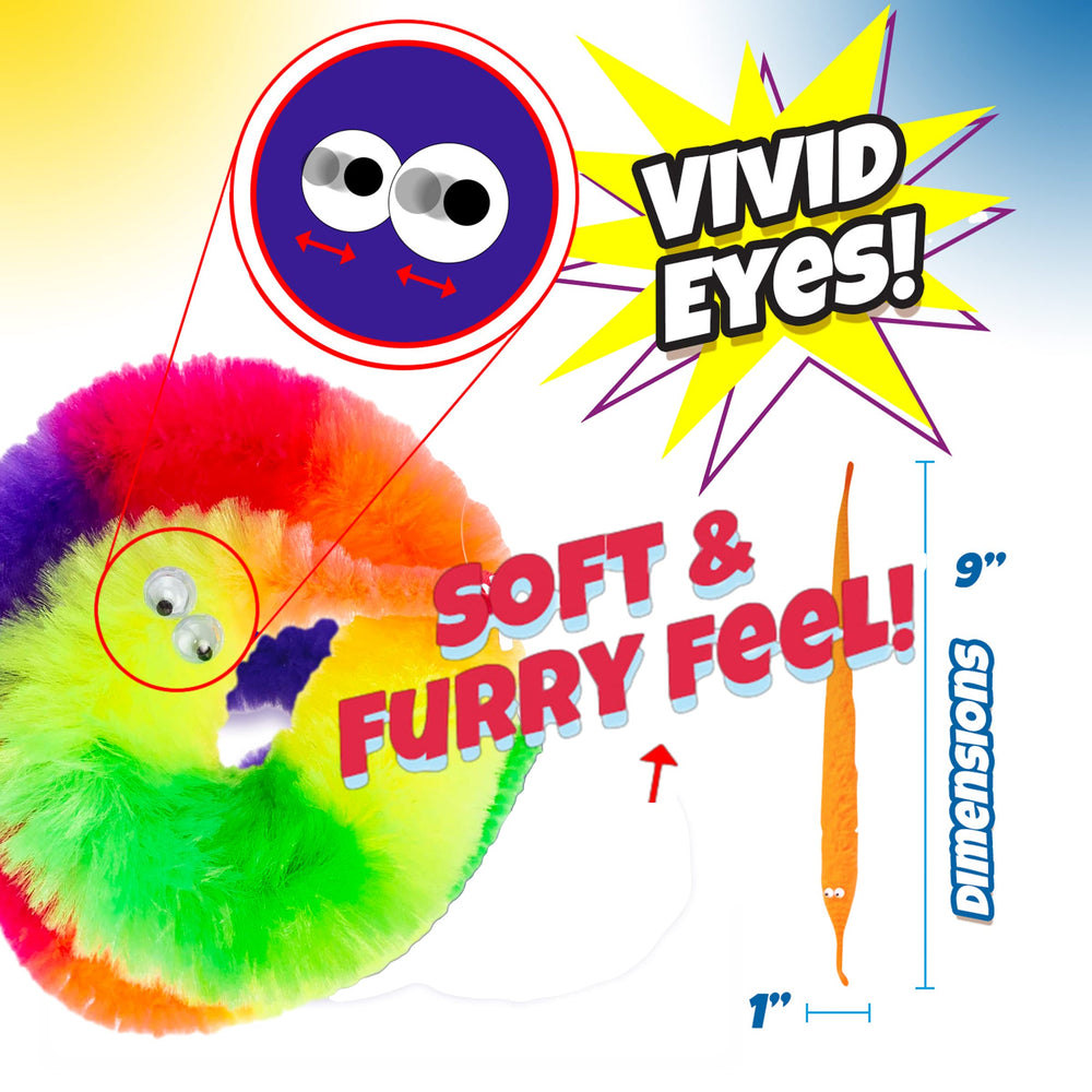 JA-RU fuzzy worm blue demonstrates movement for engaging sensory play.