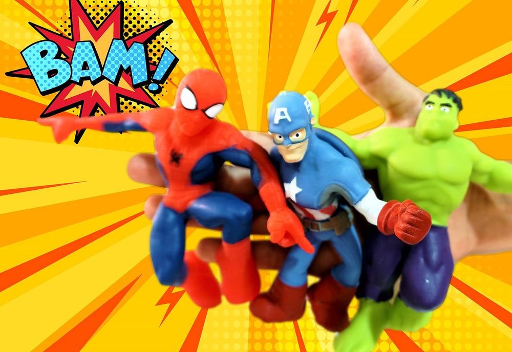 JA-RU Marvel Avengers Stretchy Toys Captain America 4-inch figure supports calm play and motor skills.