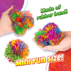JA-RU mini stringy balls pulling action demonstrates stretchable fun and stress-relief potential.