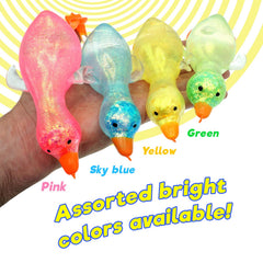 JA-RU Squishy Glitter Duck pink close-up with glitter swirls for sensory play