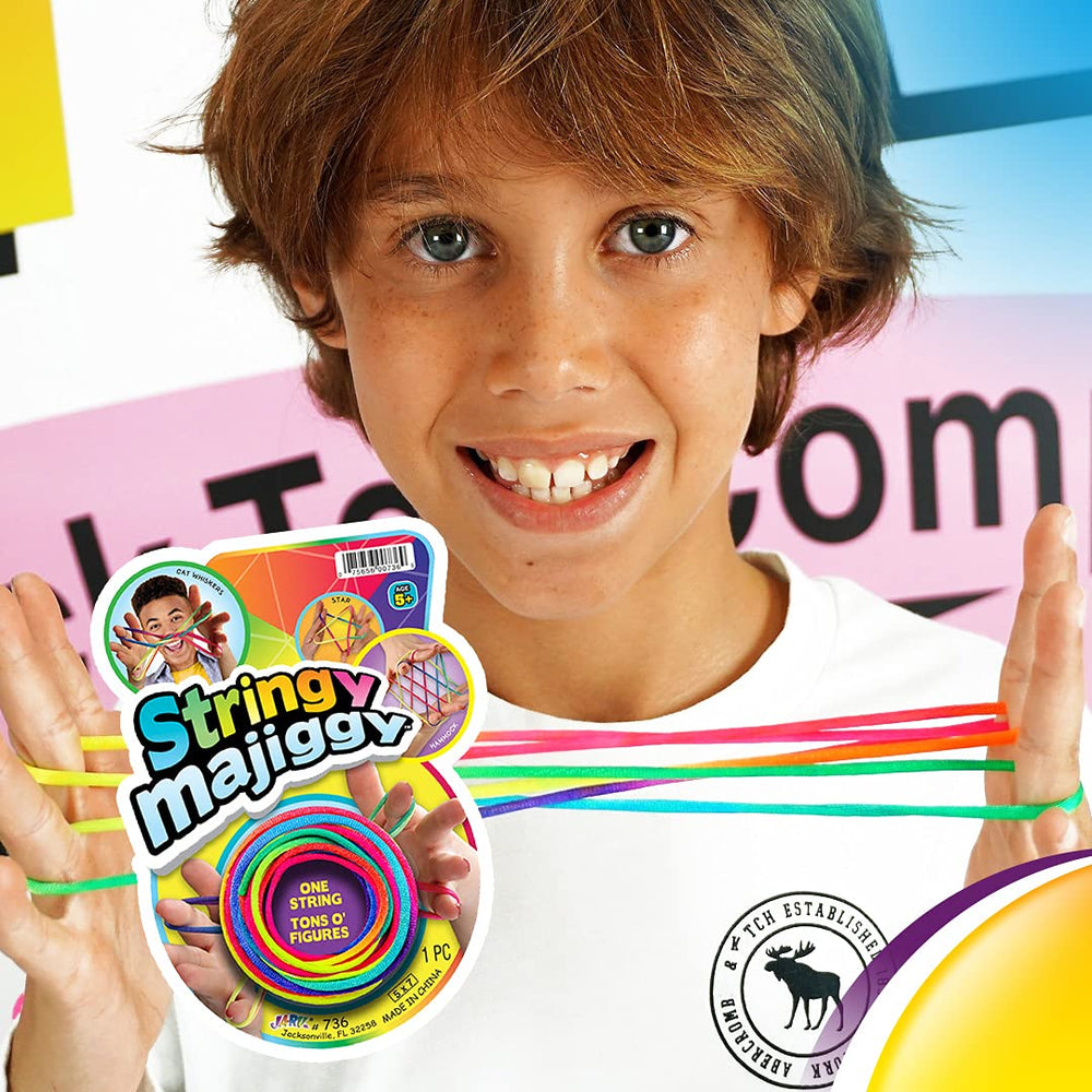 JA-RU Stringy Majiggy Cats Cradle neon rainbow rope inspires creative play