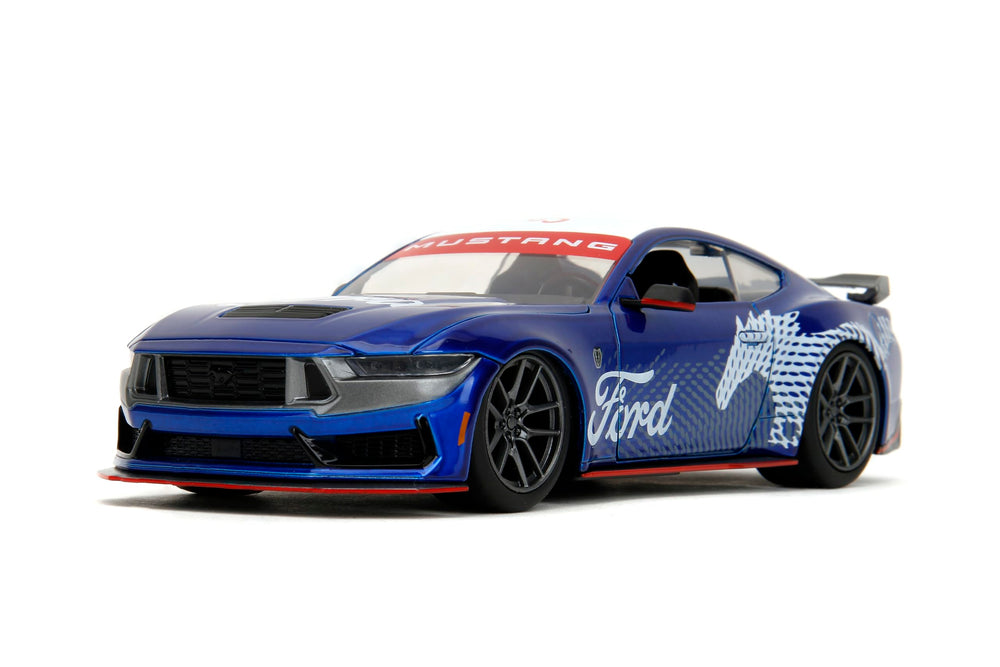 Display-ready collectible Jada Bigtime Muscle Mustang GT Dark Horse for shelf showcase.