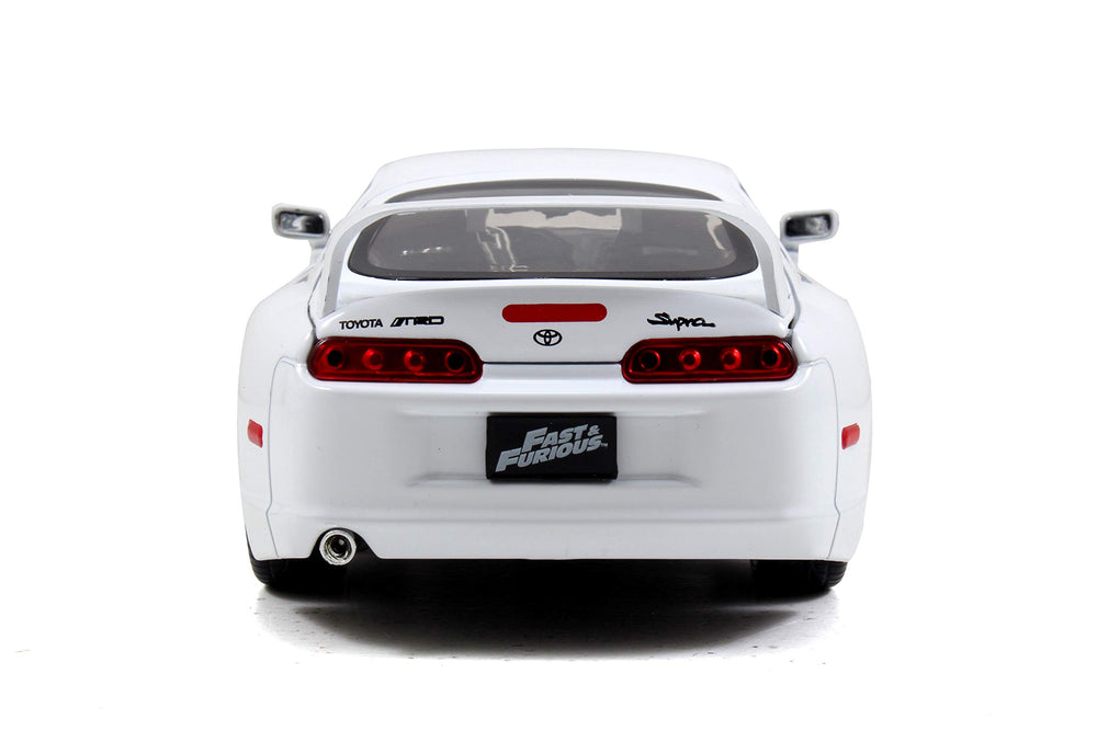Jada Brian's Toyota Supra 1:24 opening hood feature for realism and play.