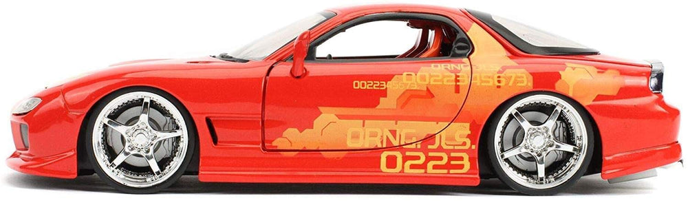 Jada Fast and Furious orange JLS Mazda RX-7 side profile die-cast