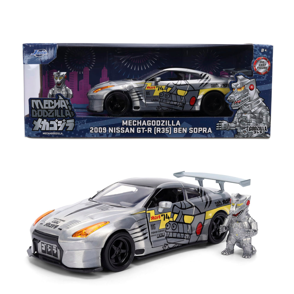 Jada Mechagodzilla GT-R35 Ben Sopra front view for display and appreciation