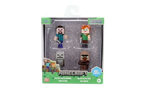 Jada Minecraft Metalfigs 4-Pack Steve with Sword side view for shelf styling