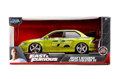 Jada Mitsubishi Lancer Evo VII with opening hood and detailed interior for realistic posing.