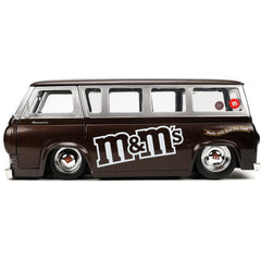 Jada M&M's 1965 Ford Econoline with red M&M figure for interactive display.
