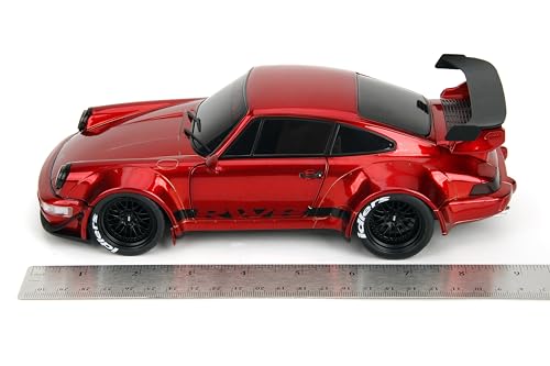 Jada Pink Slips Porsche RWB 964 top view highlights color depth and accurate roof line.