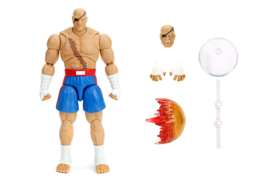 Jada Sagat deluxe 1:12 figure front view shows detailed articulation for dynamic display
