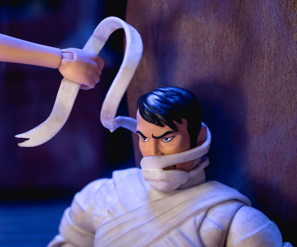 Jada Scooby-Doo Mummy of Ankha bandages close-up highlights screen-ready accuracy.