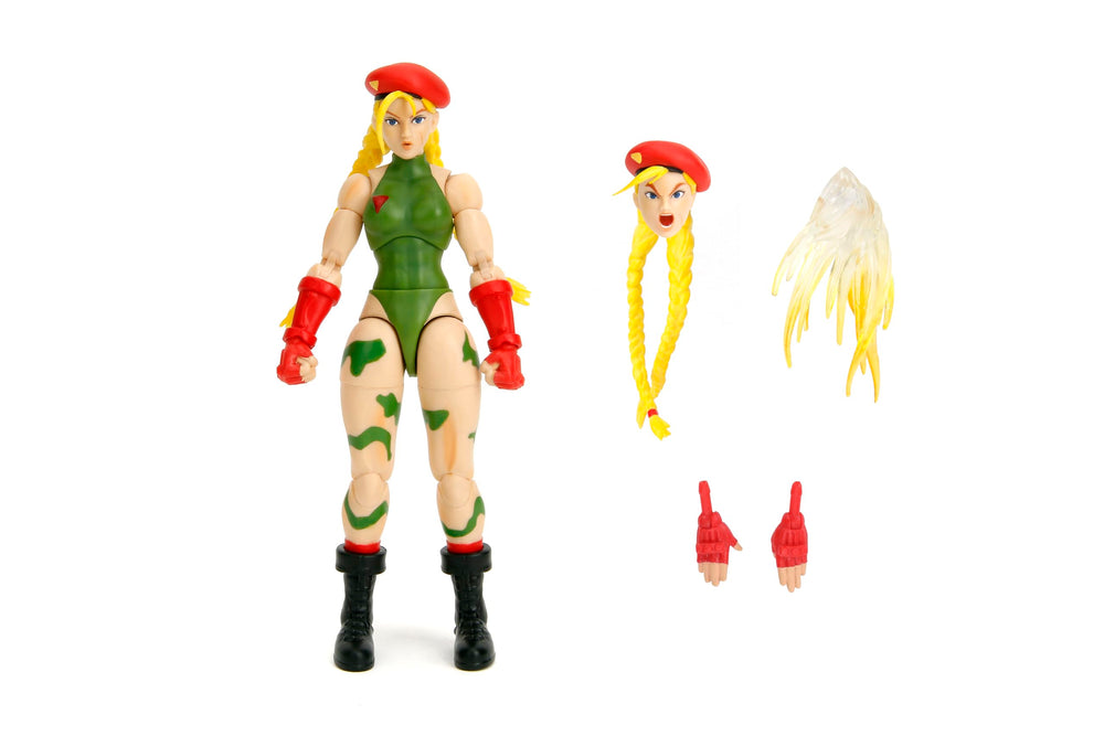 Jada Street Fighter II Cammy collectible display emphasizes nostalgia and fidelity.