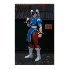 Jada Street Fighter II Chun-Li figure articulation pose view for dynamic photos.