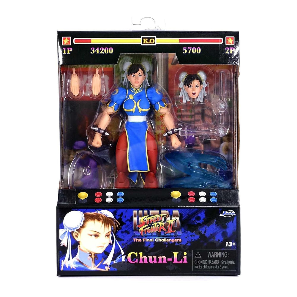 Jada Street Fighter II Chun-Li figure removable head option for versatile posing.