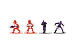 Jada TMNT Nano MetalFigs 18-pack group display ideal for fans and desks.