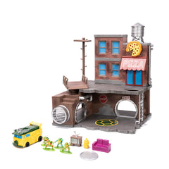 Jada TMNT Turtle Lair Nano Scene diorama provides a rich display piece for shelves.