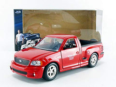 Jada Toys Brian's Ford F-150 SVT Lightning rubber tires provide authentic grip on shelves