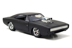 Jada Toys Furious 7 1970 Dodge Charger open trunk reveals authentic interior for display.