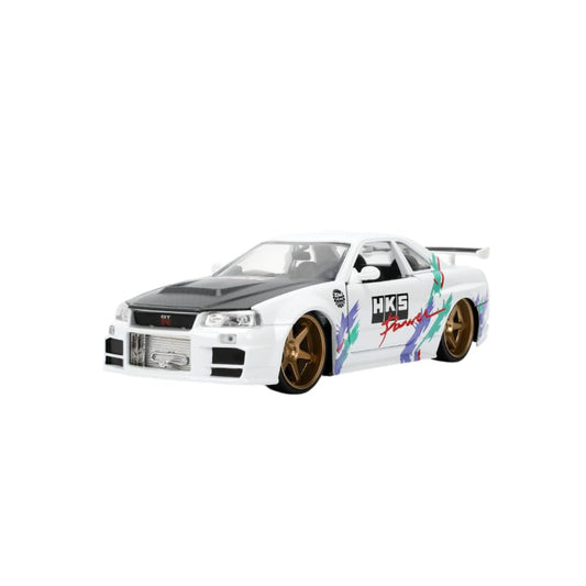 Jada Toys JDM Tuners Nissan Skyline GT-R R34 glossy white front view for display collection