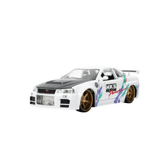 Jada Toys JDM Tuners Nissan Skyline GT-R R34 glossy white front view for display collection