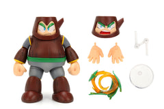 Jada Wood Man figure displays wood-texture armor for premium shelf display.