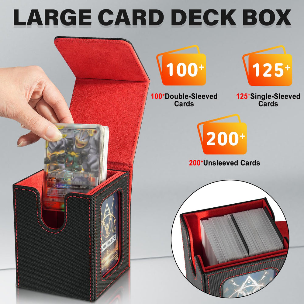 Jaffzora deck box interior showing card dividers for organization