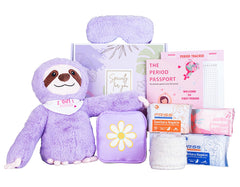 JAJOAGIA first period kit for girls with a purple bag, designed for school daily use.