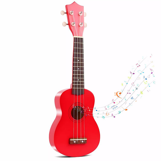 Jakeloo 21 inch wooden guitar red sturdy beginner instrument for curious kids.