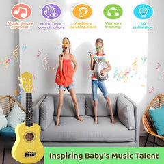 Jakeloo yellow neck close-up supports developing hand-eye coordination and grip.