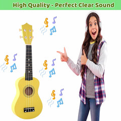Jakeloo yellow soundhole close-up shows warm, clear tone for sing-alongs.
