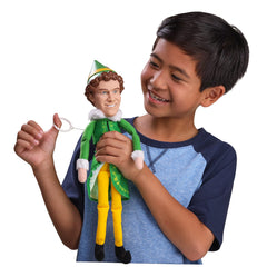 Soft fabric and detailed elf costume evoke festive warmth.