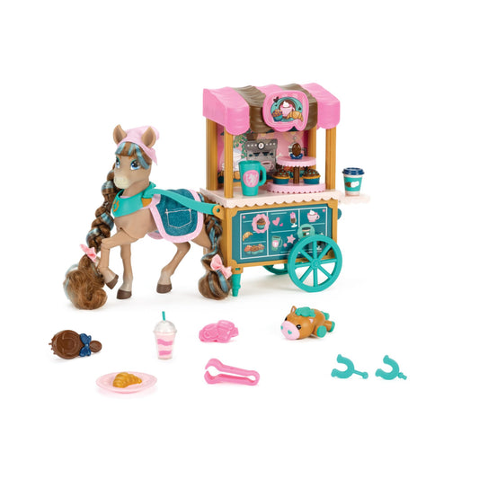 JAKKS Pacific Wild Manes Cocoa bakery cart for imaginative cafe play.