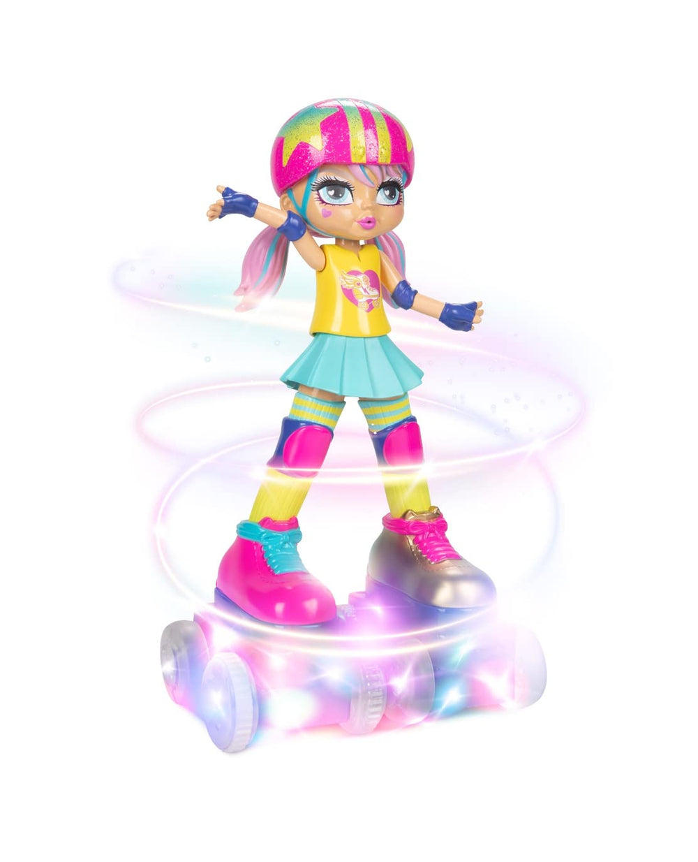 JAKKS Pacific Rock N Rollerskate Doll Rainbow Riley ready for vibrant light up play
