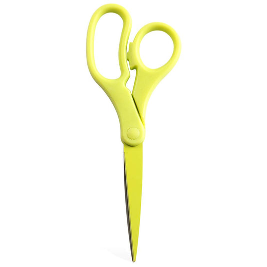 JAM Paper 8-inch neon lime precision scissors for clean, accurate cuts.