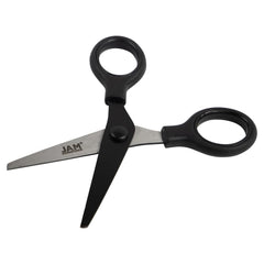 JAM Paper Mini Scissors compact desk storage on a tidy work surface.