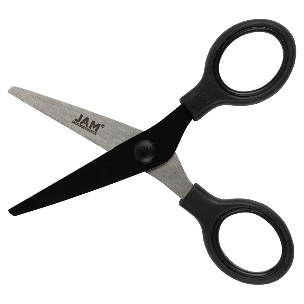 JAM Paper Mini Scissors soft grip handle detail for comfortable extended use.