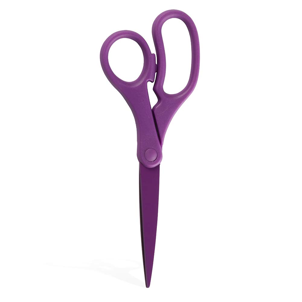 JAM Paper 8-inch purple precision scissors with ergonomic handle for comfortable cutting