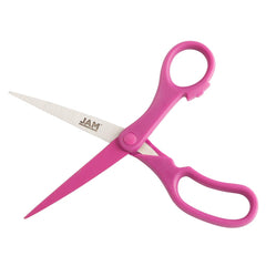 Vivid fuchsia JAM Paper scissors brightens the desk space