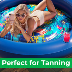 JAMBO pool float with pillow supports neck during leisurely floats.