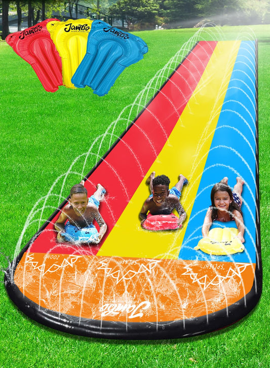 JAMBO premium triple water slide 20ft length for backyard fun
